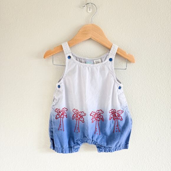 Vintage Simply Basic Romper With Palm Tree Embroidery - Picture 1 of 6